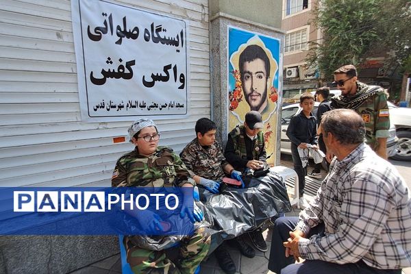 طنین فریاد «لبیک یا حسین(ع)» در پیاده‌روی باشکوه جاماندگان اربعین حسینی در شهرستان قدس