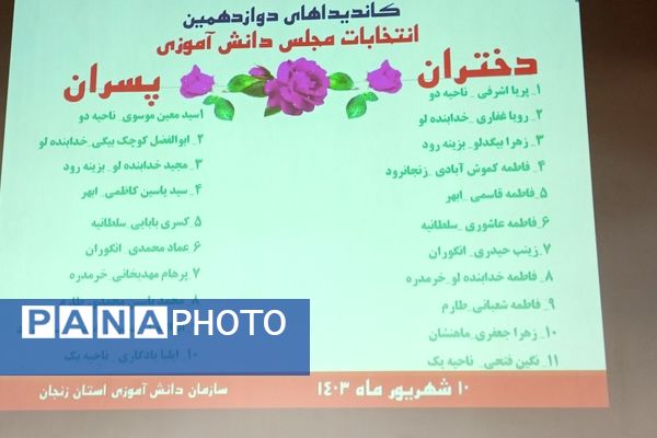 انتخابات مجلس دانش‌آموزی استان زنجان