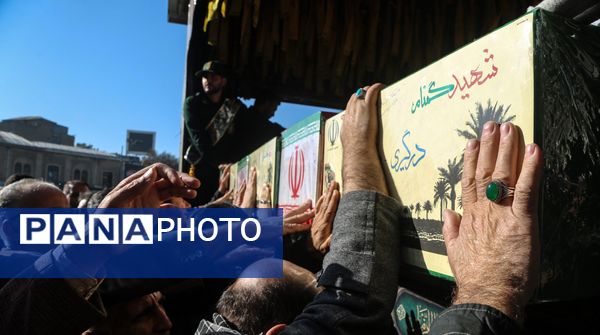 مراسم تشییع پیکرهای ۷ شهید گمنام در کرمانشاه