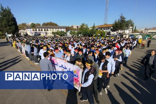 برگزاری صبحگاه مشترک دانش‌آموزی شهرستان هزار سنگر آمل 