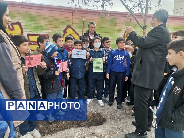 کاشت نهال در دبستان پسرانه مبین شیروان