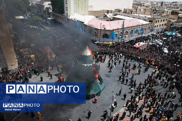 خیمه‌سوزان ظهر عاشورا در چهارراه گلوبندک تهران