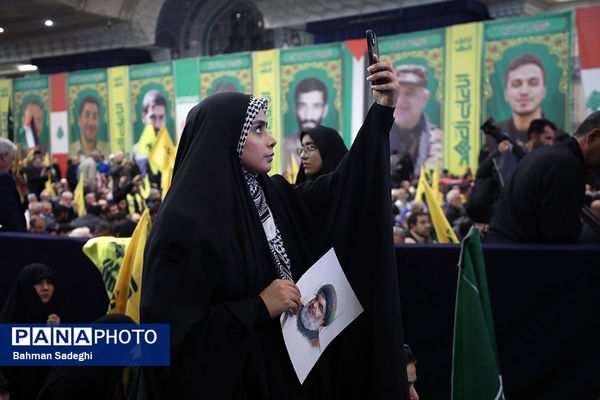 مراسم گرامیداشت شهید سیدحسن نصرالله همزمان با تشییع شهدا در لبنان - تهران