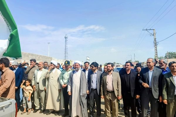 راهپیمایی باشکوه «بشارت نصر» در حمایت از مردم غزه در عنبرآباد