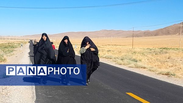 پیاده‌روی زائران جامانده ازحرم رضوی در شهرستان بام و صفی آباد