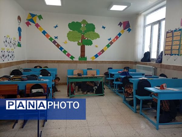 مانور زلزله در دبستان شهید پسندیده فدافن  