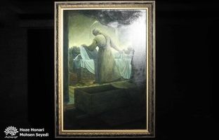 تابلوی «وداع آخر» در شب شهادت دختر نبی(ص) رونمایی شد

