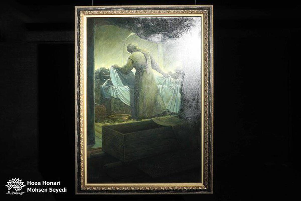 تابلوی «وداع آخر» در شب شهادت دختر نبی(ص) رونمایی شد

