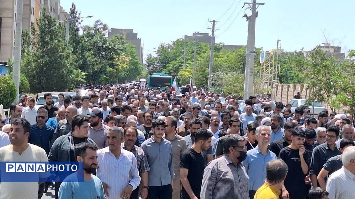 راهپیمایی مردم شهرستان اشتهارد علیه رژیم صهیونیستی