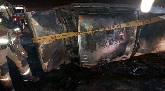 مرگ کودک ۱۰ ساله در پی تصادف و حریق خودروی پیکان در بزرگراه تهران-کرج