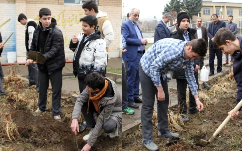 پویش نهال کاری در دبیرستان دانشگاه بوعلی همدان