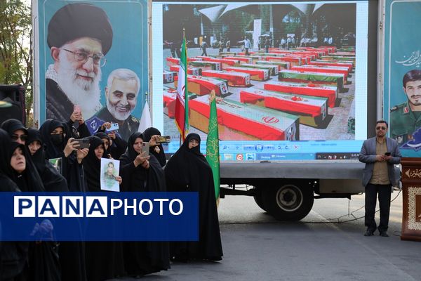 آیین استقبال از پیکرهای مطهر شهدای گمنام در بهشت معصومه(س)