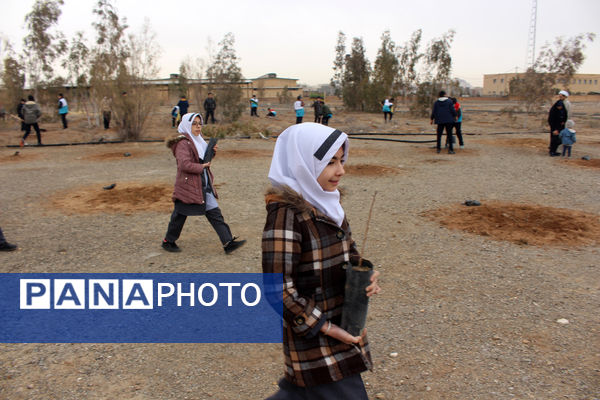 جلوه‌هایی از آیین درختکاری در اردوگاه شهدای 15 خرداد قم