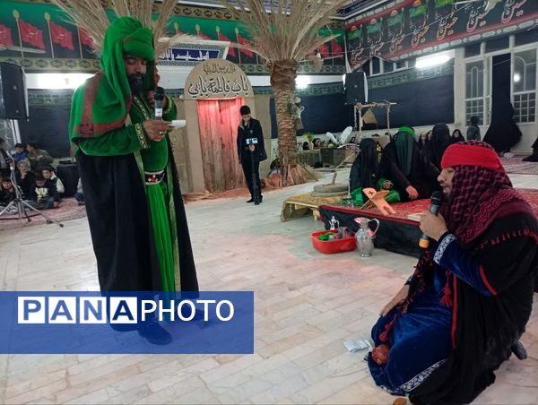 اجرای نمایش و شبیه خوانی دهه فاطمیه در تکیه ابوالفضلی روستای فدافن