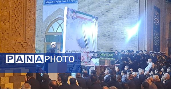مراسم وداع با شهید امنیت هادی میرآبادی در مسجد جامع شهرستان نیشابور 