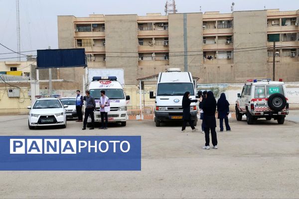 تمرین عملی دانش‌آموزان خوزستان برای بیست و هفتمین مانور سراسری زلزله