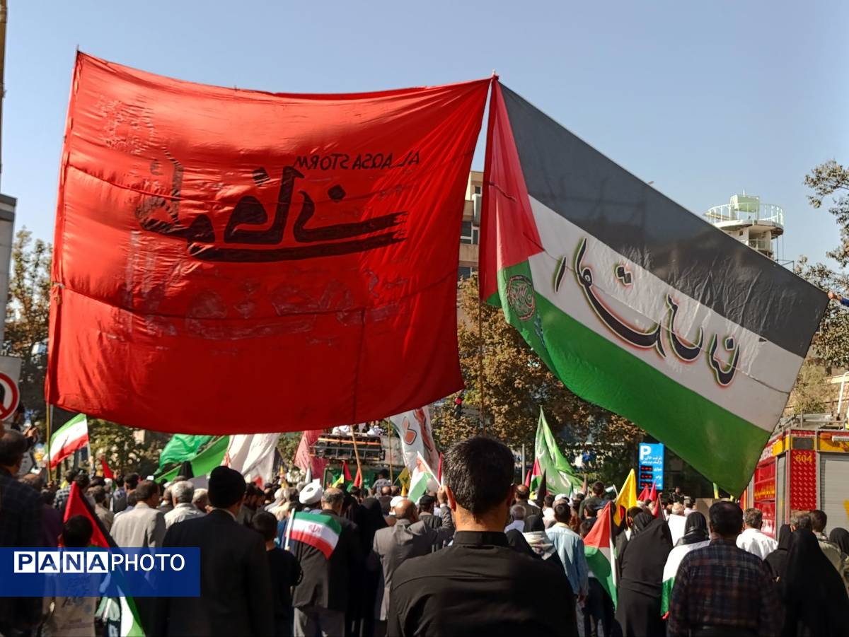 جمع خشم نصر در دومین سالگرد طوفان الاقصی؛ مردم پرشور به خیابان‌ها آمدند