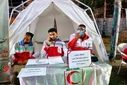 برپایی ایستگاه سلامت توسط اعضای هلال‌احمر میناب