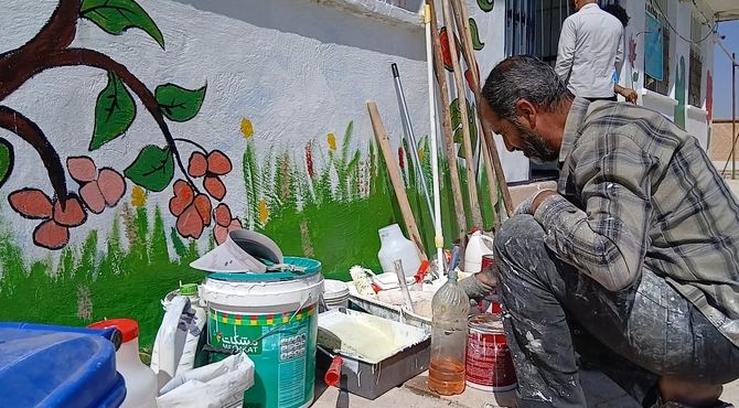 جهادگران بروجنی، مدرسه نرجس بردبر را به رنگ امید آراستند