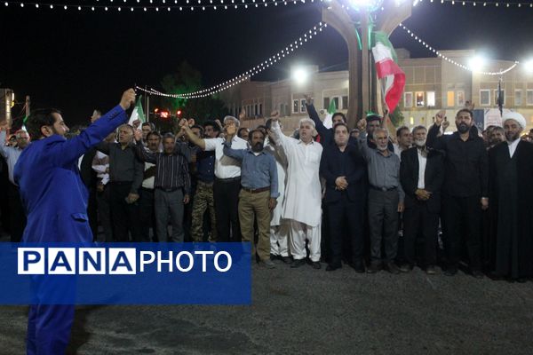 تجمع حماسی مردم بم در حمایت از اقتدار نیروهای مسلح جمهوری اسلامی 