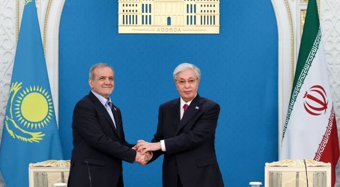 تاکید پزشکیان و توکایف بر ارتقای سطح همکاری‌های دوجانبه به شراکت گسترده‌تر