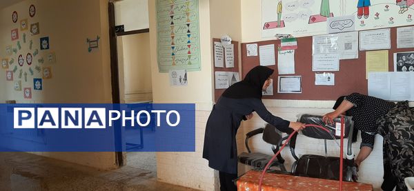 آماده‌سازی مدرسه شهید معتمدی روستای گزکوه برای بازگشایی مدارس
