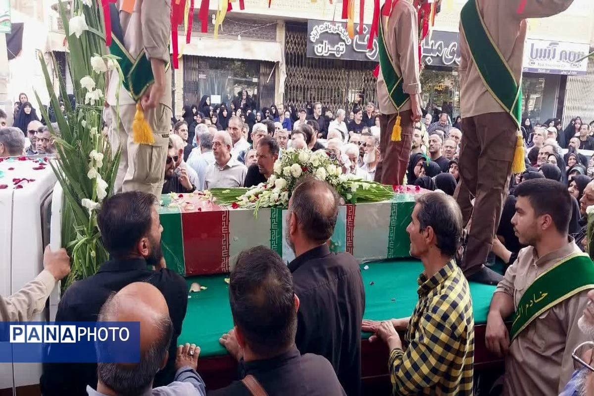 آیین تشییع پیکر هفت شهید تجاوز رژیم صهیونیستی در اهواز برگزار شد