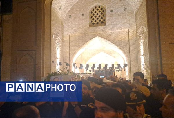 مراسم وداع با شهید امنیت هادی میرآبادی در مسجد جامع شهرستان نیشابور 
