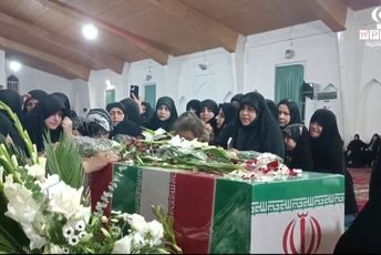 مراسم وداع با پیکر شهید حمله رژیم صهیونیستی در نور