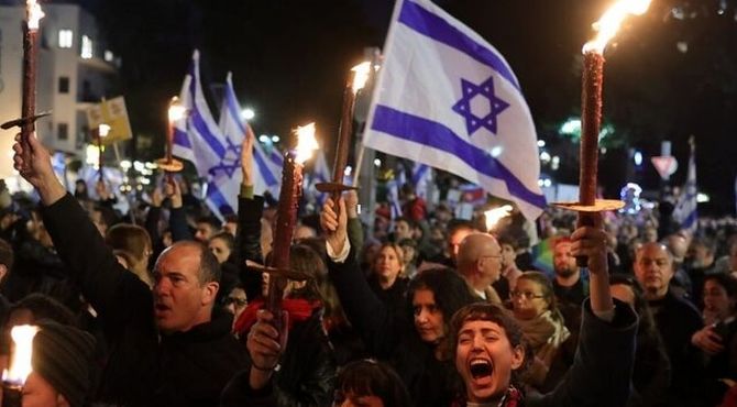 تظاهرات شهرک‌نشینان برای کناره‌گیری نتانیاهو