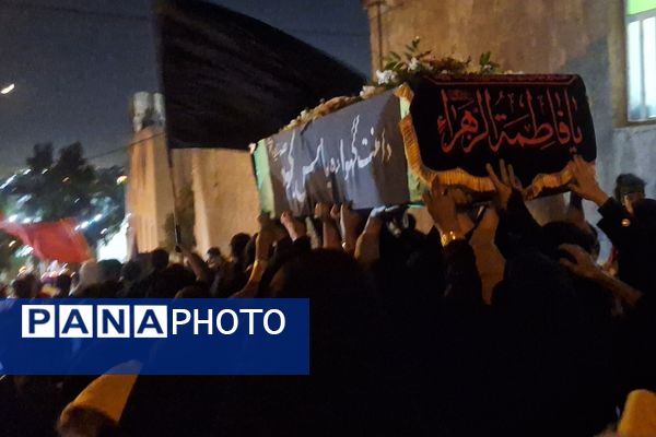 مراسم تشییع نمادین تابوت حضرت زهرا (س)در خیابان قناعت پیشه شیراز