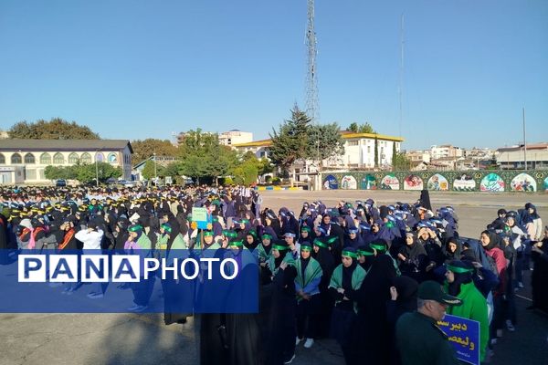 برگزاری صبحگاه مشترک دانش‌آموزی شهرستان هزار سنگر آمل 