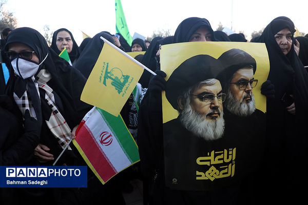 مراسم گرامیداشت شهید سیدحسن نصرالله همزمان با تشییع شهدا در لبنان - تهران