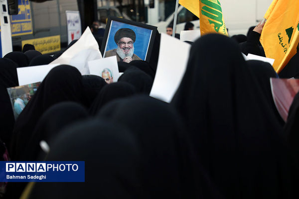 مراسم گرامیداشت شهید سیدحسن نصرالله همزمان با تشییع شهدا در لبنان - تهران