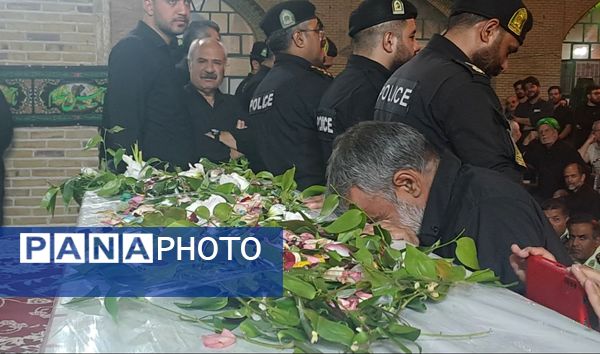 مراسم وداع با شهید امنیت هادی میرآبادی در مسجد جامع شهرستان نیشابور 