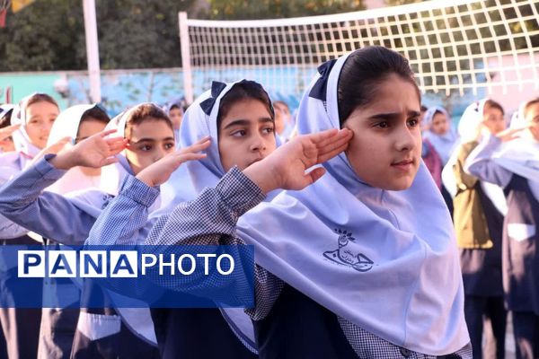 صبحگاه دانش در دبستان رجبی گرگان