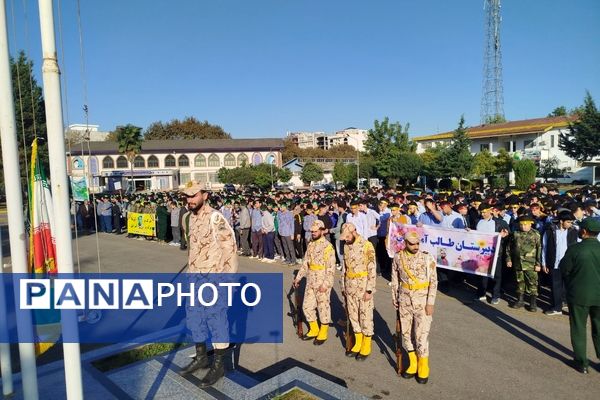 برگزاری صبحگاه مشترک دانش‌آموزی شهرستان هزار سنگر آمل 