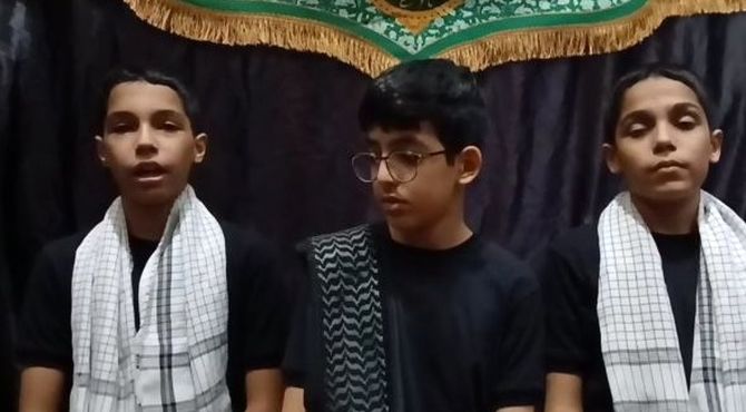 اجرای گروه سرود دانش‌آموزی رضوان به مناسبت هفته بسیج در مسجد ۱۴ معصوم کرج