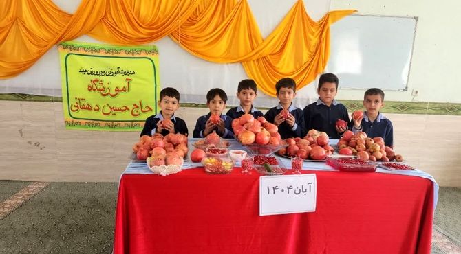 جشن انار امروز در آموزشگاه حاج حسین دهقانی میبد برگزار شد