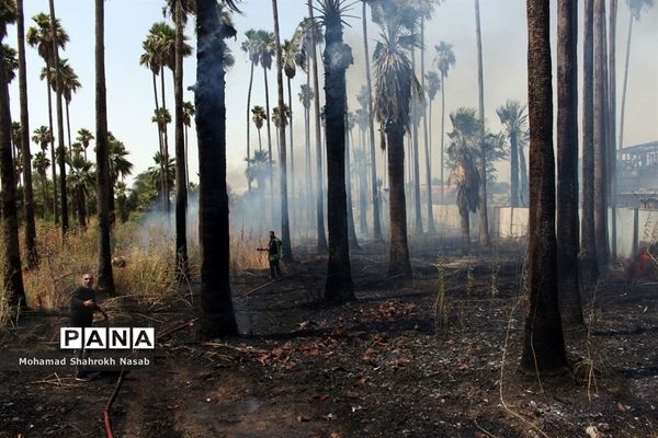 آتش سوزی در محوطه کارگاهی مترو و بخشی از پارک حجاب اهواز