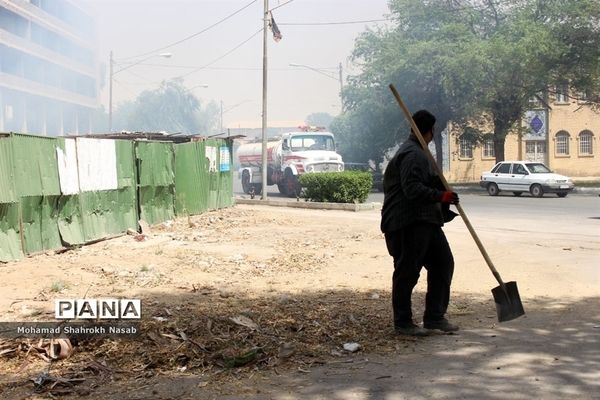 آتش سوزی در محوطه کارگاهی مترو و بخشی از پارک حجاب اهواز