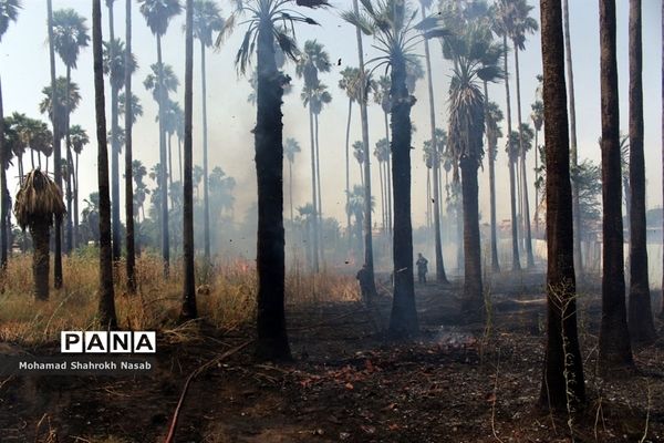 آتش سوزی در محوطه کارگاهی مترو و بخشی از پارک حجاب اهواز