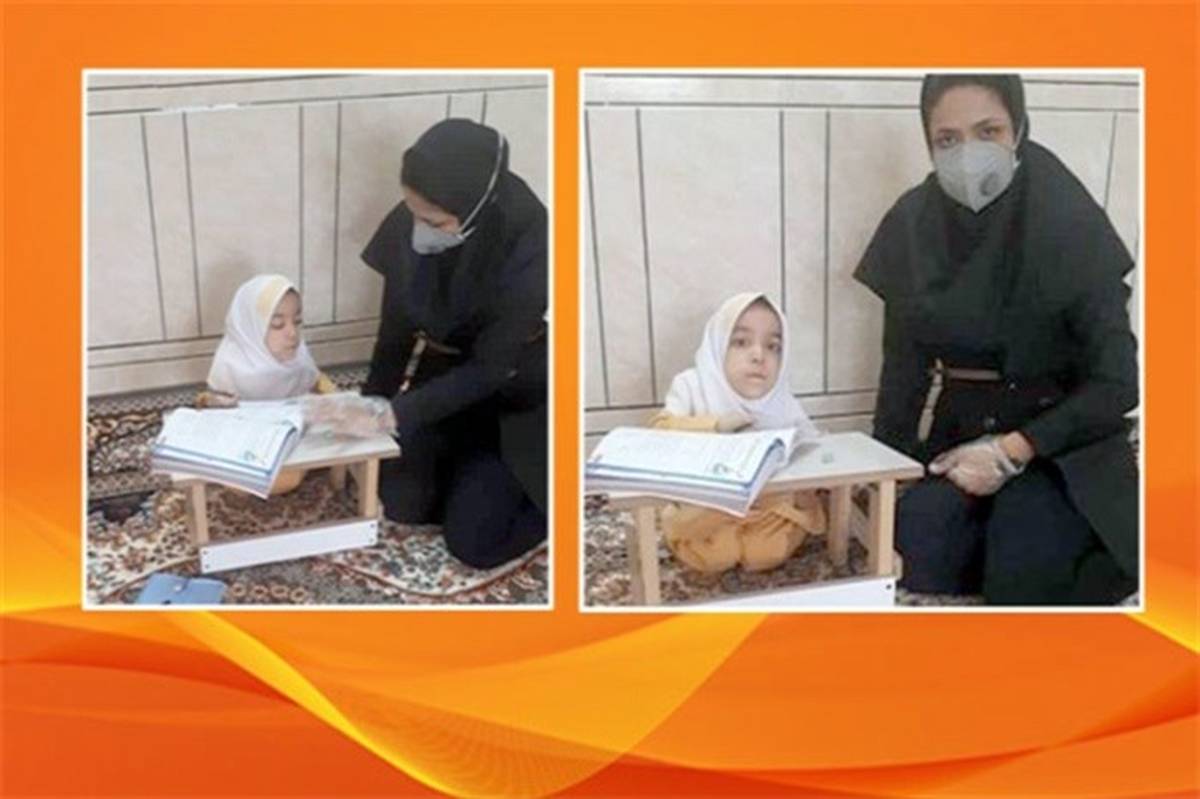 آموزش حضوری به دانش‌آموز با نیازهای ویژه از سوی معلم خوزستانی