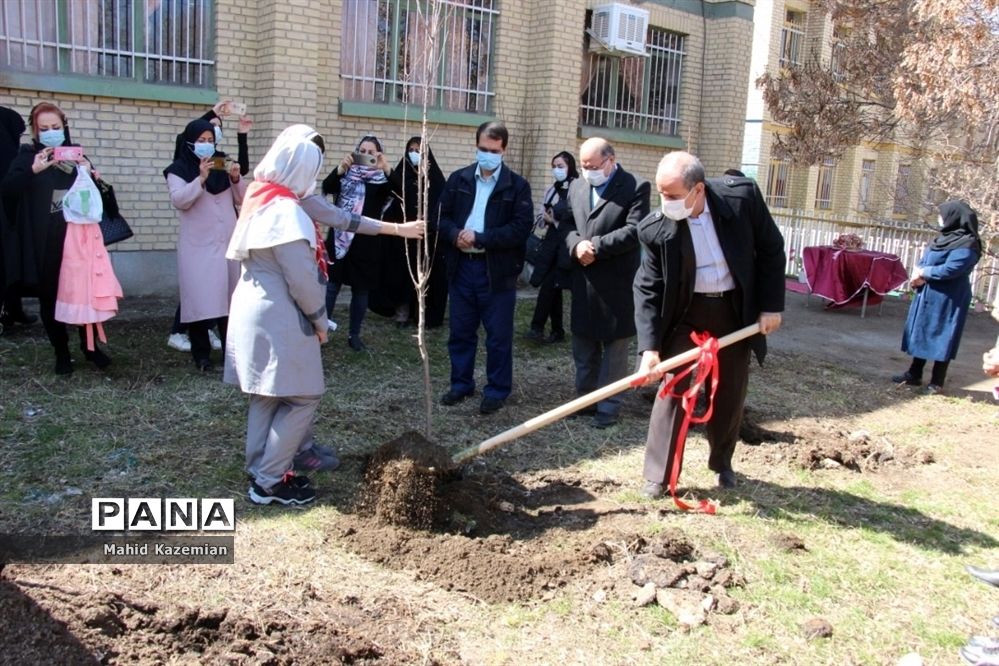 برگزاری مراسم کاشت نهال توسط دانش‌آموزان پیشتاز مدرسه شهید بهشتی ناحیه 2