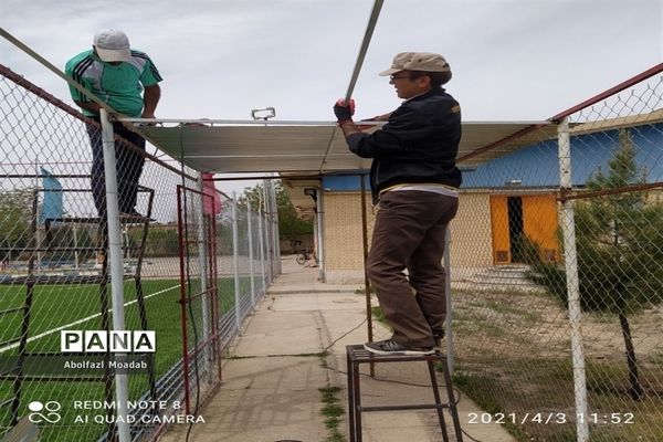 تکمیل شدن مجموعه ورزشی چمن ورزشی شهرستان خلیل آباد