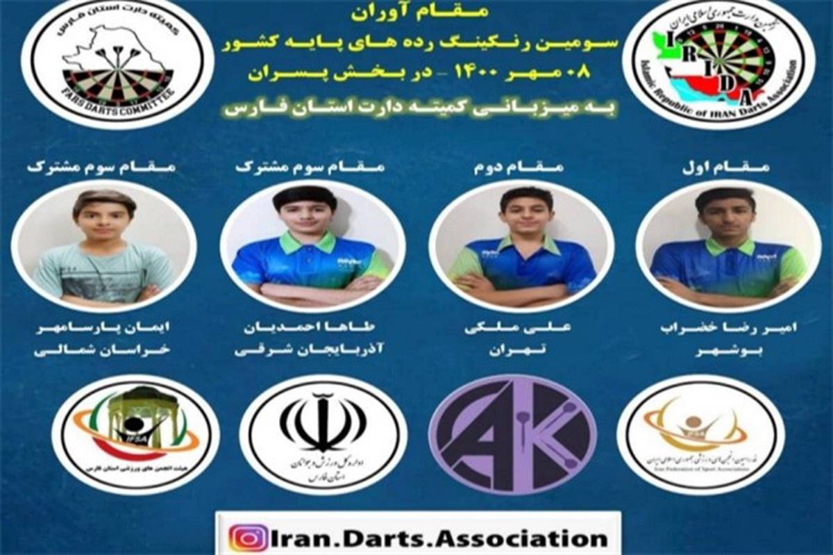 قهرمانی ورزشکار بوشهری در مسابقات دارت پایه های کشور