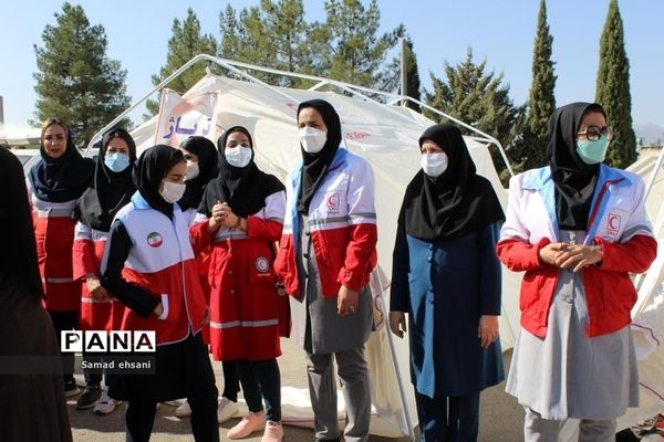 مانور سراسری زلزله در مدرسه دخترانه مصلی نژاد شهر یاسوج