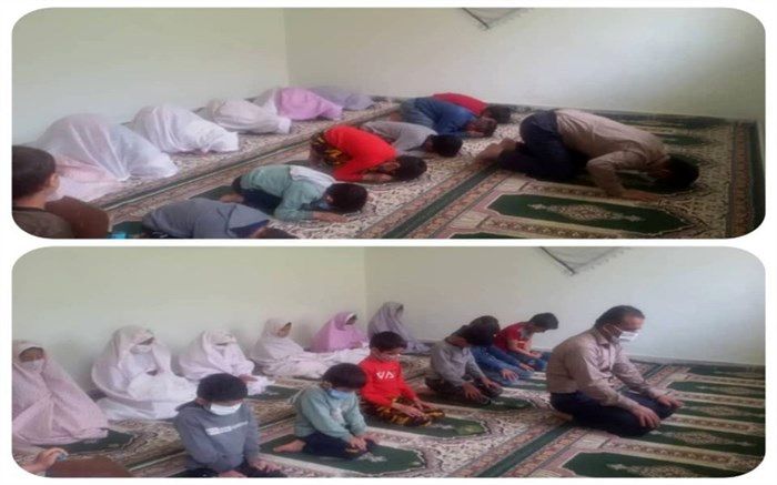 اقامه اولین نماز جماعت دانش‌آموزان روزه اولی کوهرنگ در ماه رمضان