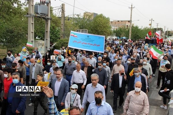 حمایت مردم روزه‌دارشهرستان اسلامشهراز مردم فلسطین در روز جهانی قدس