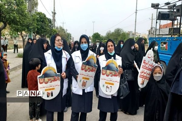 حضور پر شور دانش‌آموزان شهرستان نکا در راهپیمایی روز قدس